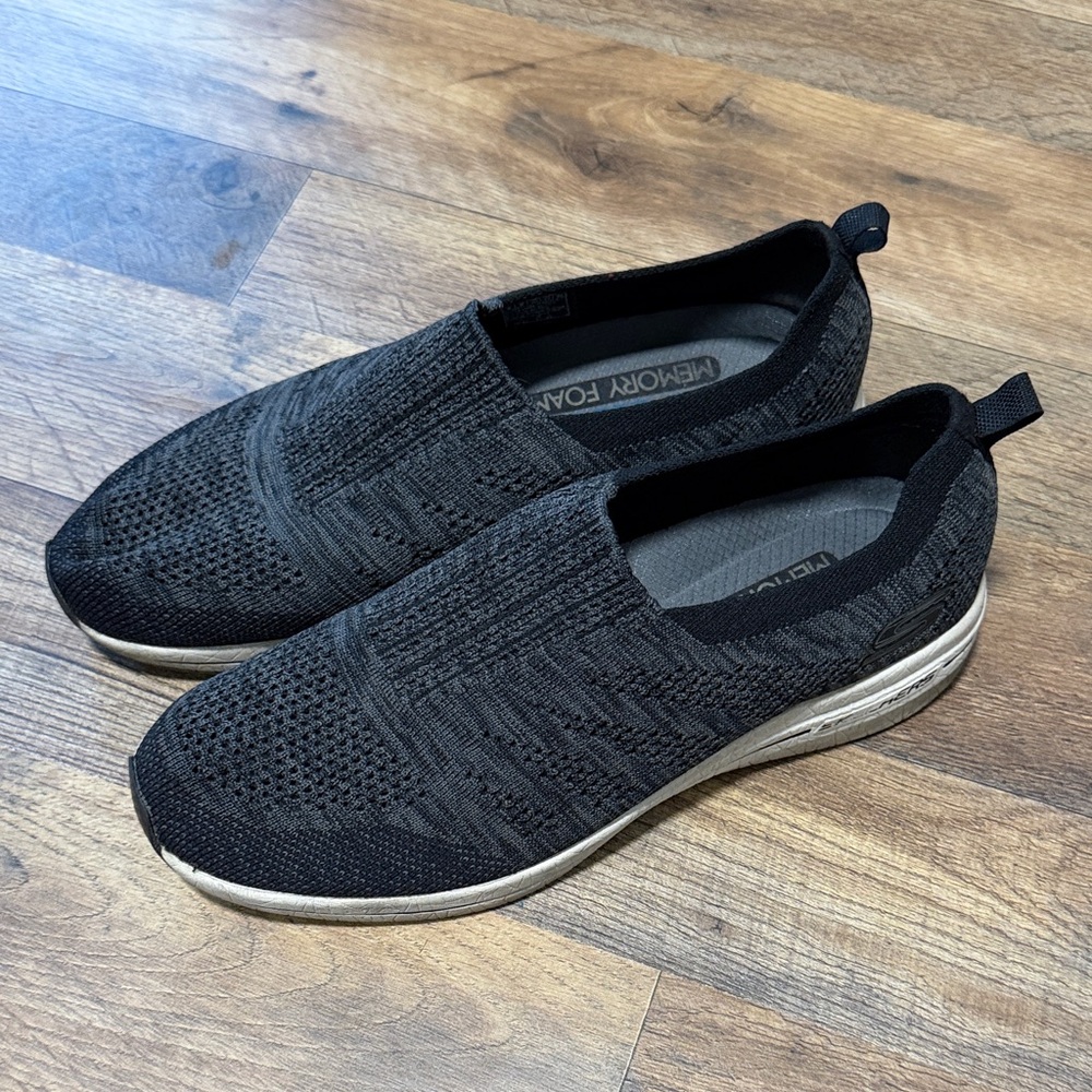 Skechers Black Knit Slip-On Loafers